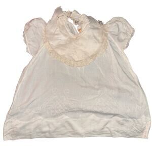 Victorian Girls Dress & Bib Handmade With Delicate Lace Trim & Embroidery